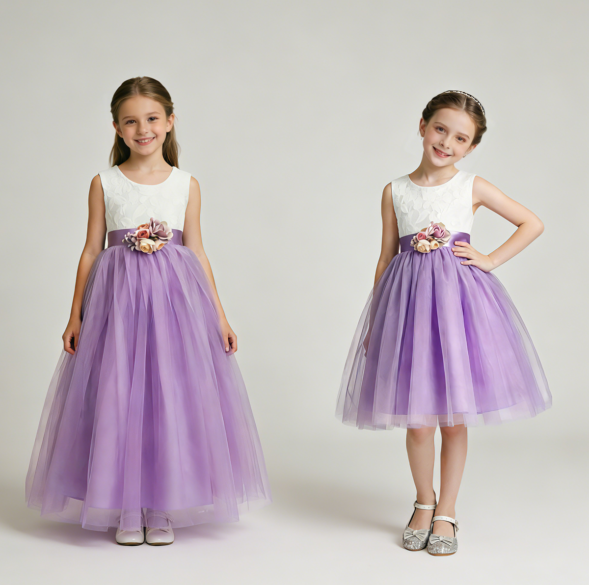 Custom Tulle Flower Girl Dresses, Lace Wedding Girl Dress with Floral, Wedding Flower Girl Gown, Girls Pageant Gown,Party Dresses