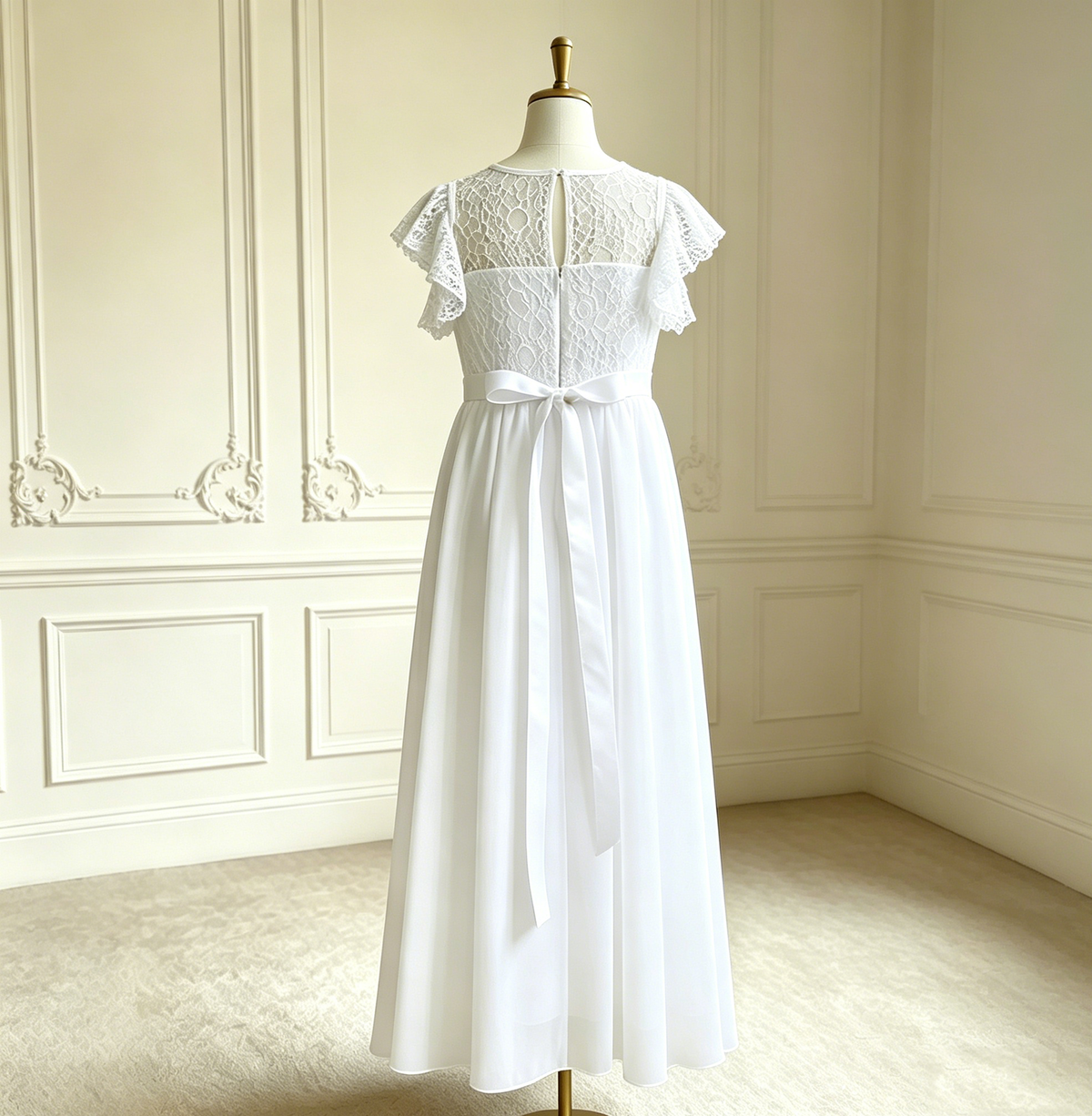 Personalized White Lace 1st Communion Dresses|Holy Communion Dresses|Girls  Birthday Dress|Junior Bridesmaid Dress|Rustic Flower Girl Dress