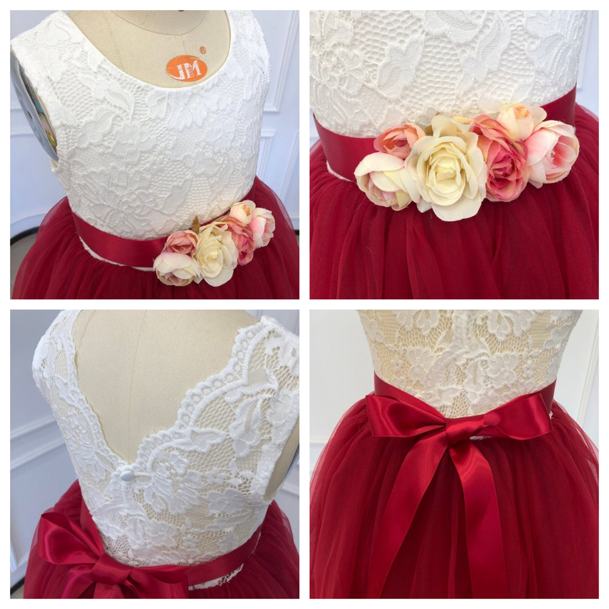 Custom Tulle Flower Girl Dresses, Lace Wedding Girl Dress with Floral, Wedding Flower Girl Gown, Girls Pageant Gown,Party Dresses