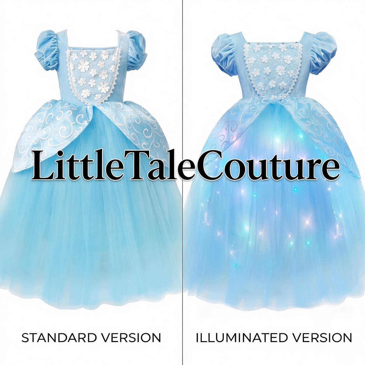 Light Up Blue Princess Gown,Cinderella Inspired Princess Dress,Cinderella Costume with LED ,Girls Birthday Party Costume,Tulle princess dress