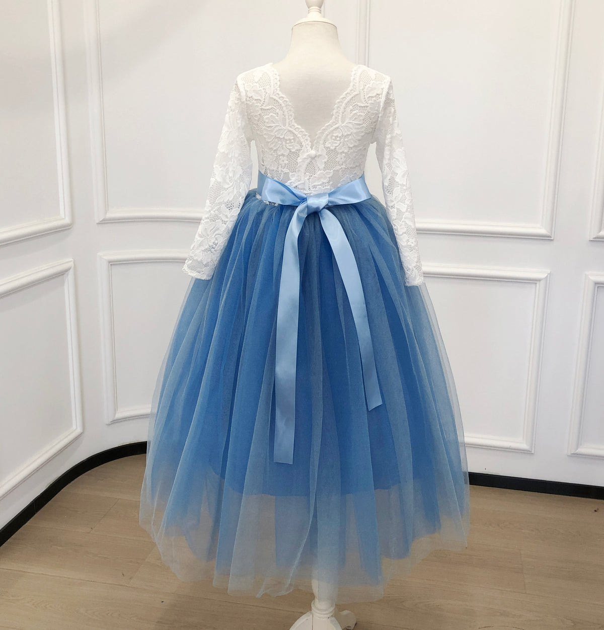 Personalized Rustic Tulle Flower Girl Dresses, Lace Flower Girl Dresses with Sash,Boho Wedding Flower Girl,Junior Bridesmaid, Birthday Dress