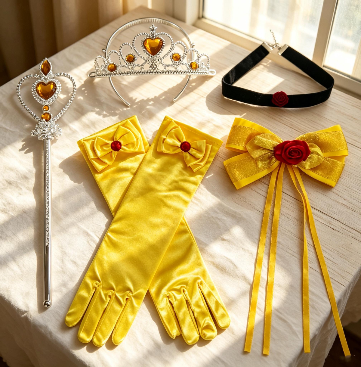 Girls Belle Princess Dress, Beauty and the Beast Pageant Dress for Girls,Off-Shoulder Tulle Costume,Disney Princess Party Wear