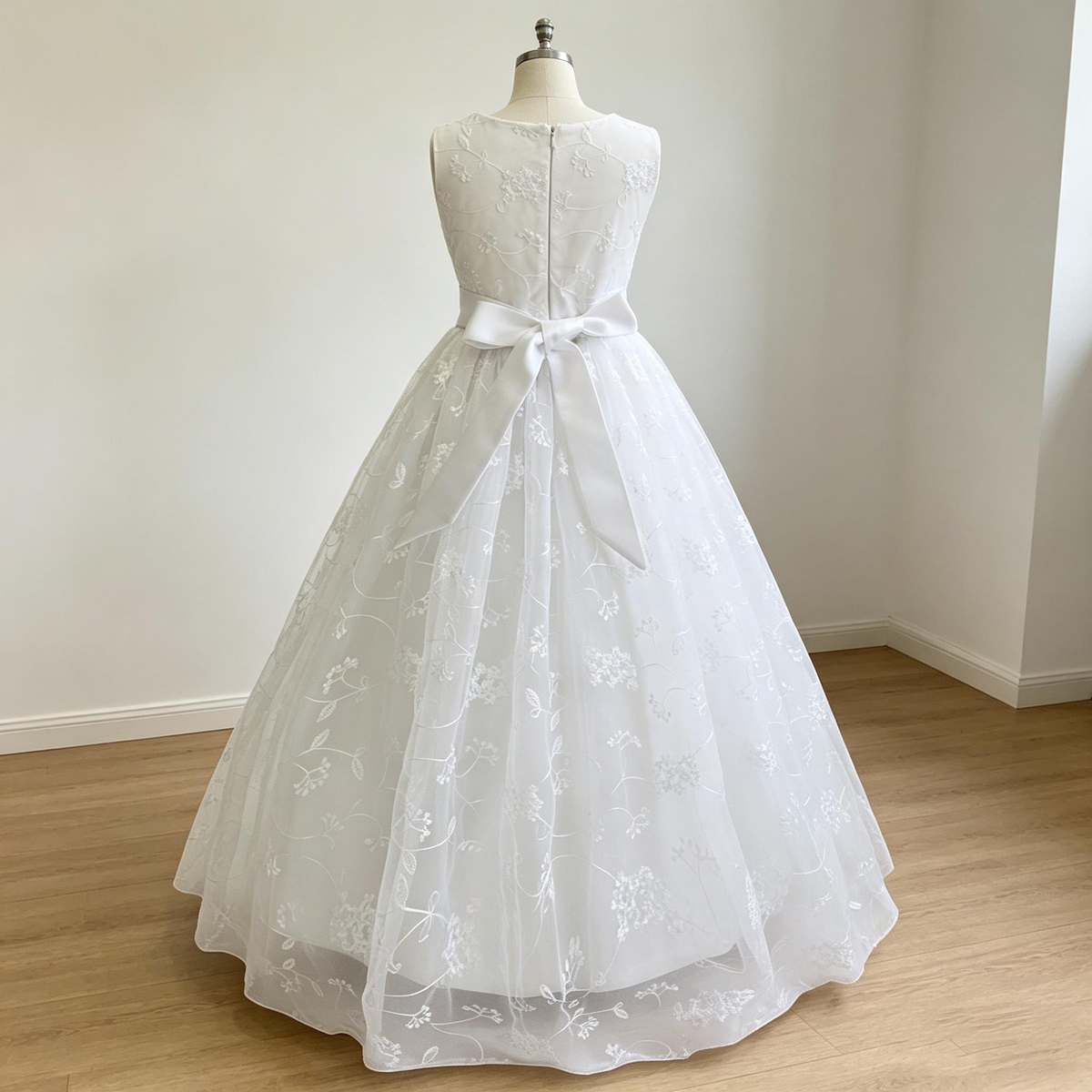Personalized 1st Communion Dresses| Lace Holy Communion Dress | Flower Girl Dresses with Belt | Baptism Dresses| Wedding Party Girls Dresses