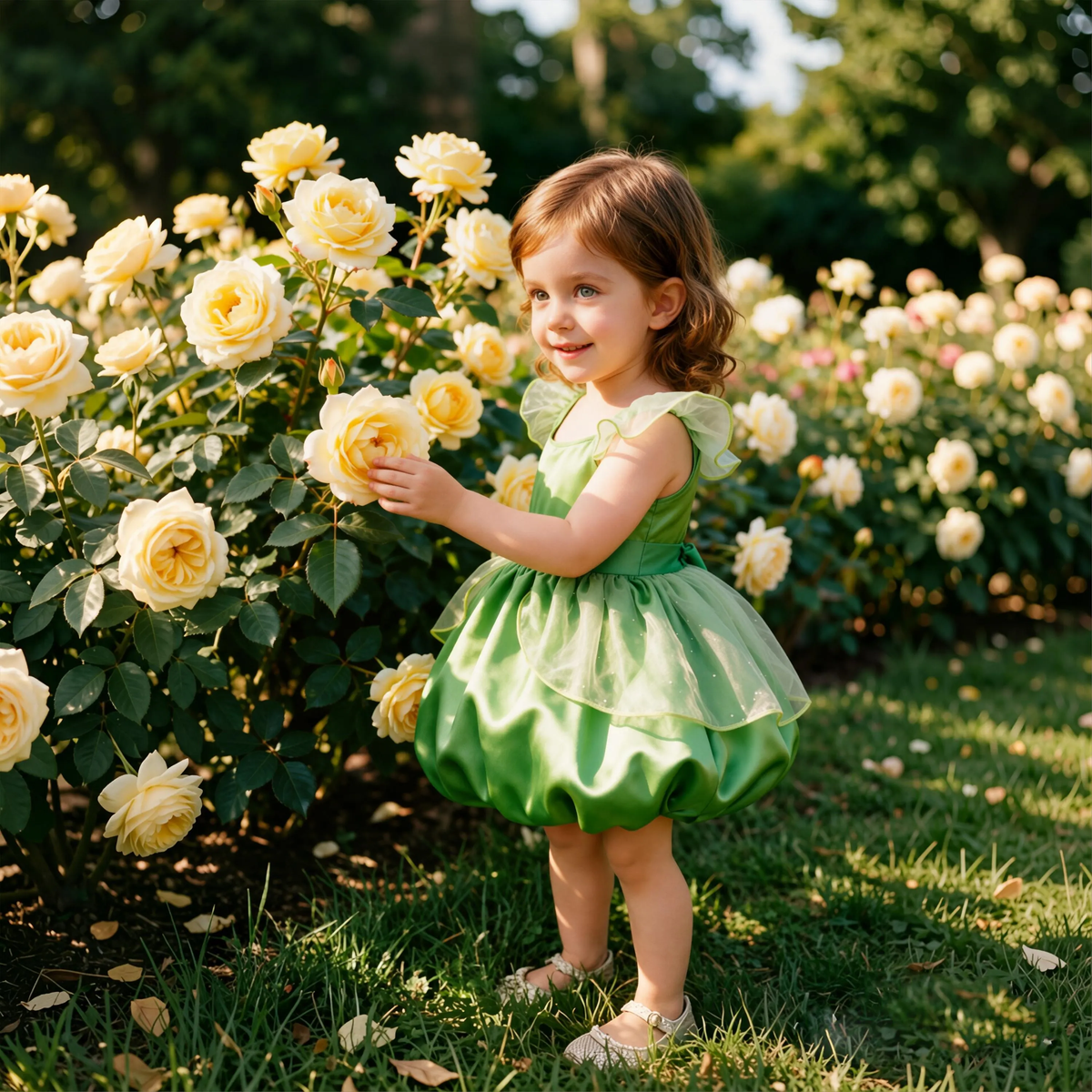 Tinker Bell Bubble Fairy Dress for Girls, Green Fairy Princess Dress, Kids Cosplay Outfit for Birthday Halloween Photoshoot