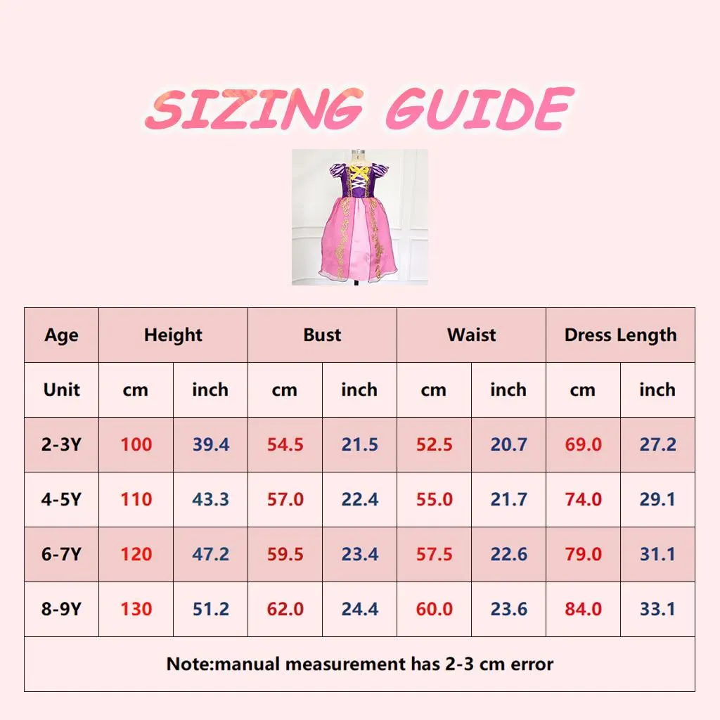 Girl Rapunzel Cosplay Tangled Dress, Girls Princess Birthday Party Gown, Kids Fairy Tale Partywear,Princess party gown
