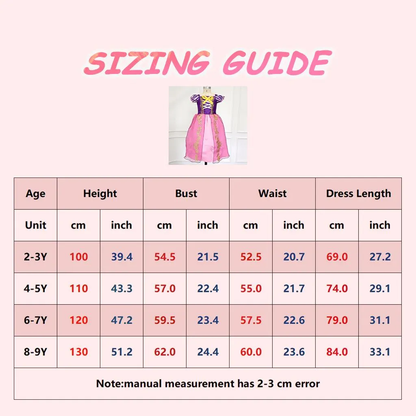 Girl Rapunzel Cosplay Tangled Dress, Girls Princess Birthday Party Gown, Kids Fairy Tale Partywear,Princess party gown