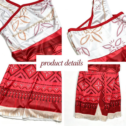 Girl Moana Inspired Dress, One-Shoulder Costume,Girl Summer Party Wear,Moana Toddler Dress,Moana Birthday Dress