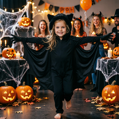 Personalized Kids Bat Halloween Costume | Custom Name Bat Jumpsuit with Fur Hood & Wings, Toddler Halloween Outfit, Trick or Treat Costume