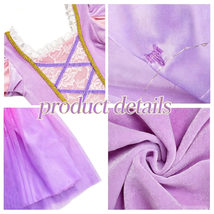 Light up Princess Rapunzel Inspired Tulle Dress,Rapunzel Costume,Kids Velvet Tulle Gown, Birthday Party Halloween Fairy Tale Costume for Girls