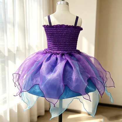 Girls Purple Blue Fairy Costume Set, Summer Girl fairy Dress,2 Piece Tutu Outfit,Kids Halloween Cosplay, Birthday Party Dress Up