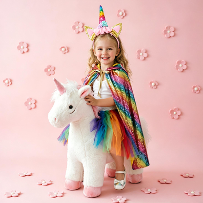 Rainbow Tutu Skirt & Sequin Cape Set, Kids Unicorn Party Costume, Girls Halloween Dress‑up Outfit, Birthday Photo Prop, Festival Playwear