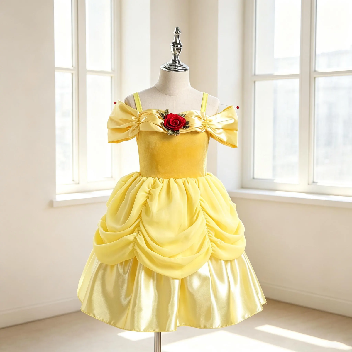 Light up Belle Princess Inspired Dress, Beauty and the Beast Outfit, Kids Princess Gown for Birthday Party, Halloween Cosplay