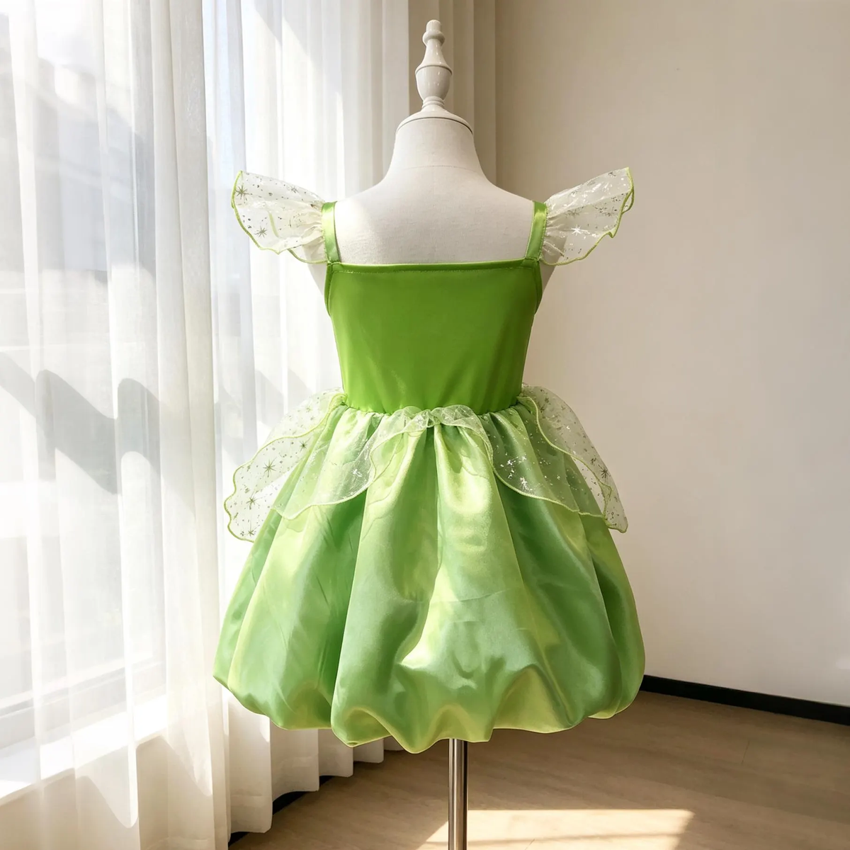 Tinker Bell Bubble Fairy Dress for Girls, Green Fairy Princess Dress, Kids Cosplay Outfit for Birthday Halloween Photoshoot