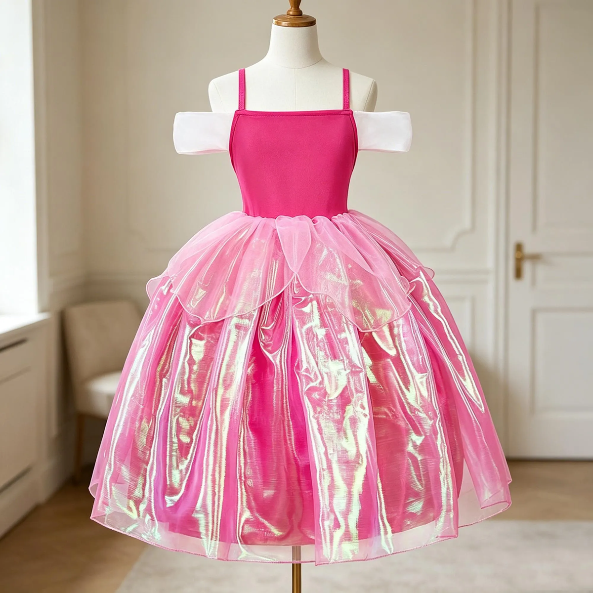 Princess Aurora Inspired Pink Ball Gown for Girls, Sleeping Beauty Costume,Aurora Costume,Elegant Princess Ballgown for Girls
