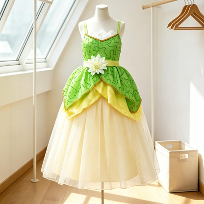 Tiana Princess Dress,Tiana Costume,Tiana Birthday, Princess Tiana Costume,Princess and Frog Dress,Green Princess Dress, Princess Tiana Party