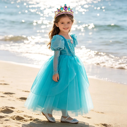 Ariel Little Mermaid Princess Costume Dress,Kids Tulle Ball Gown,Girls Cosplay Halloween,Birthday Party Outfit