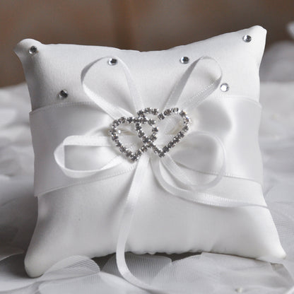 Bridal Wedding Ring Pillow Ceremony Ring Bearer Pillow Cushion Crystal