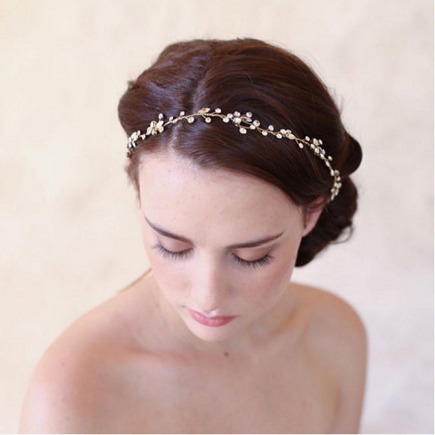 Clear Rhinestone Crystal Pearl Headband Wedding Bridal Silver or gold Hairbands Hair Vine