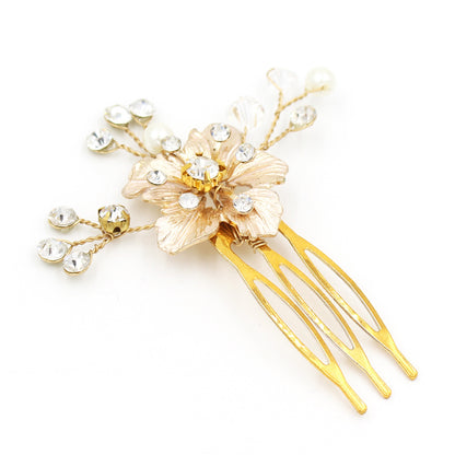 Crystal Pearl Hair Clips Flower Hair Combs for Wedding Bride Women Hairpins