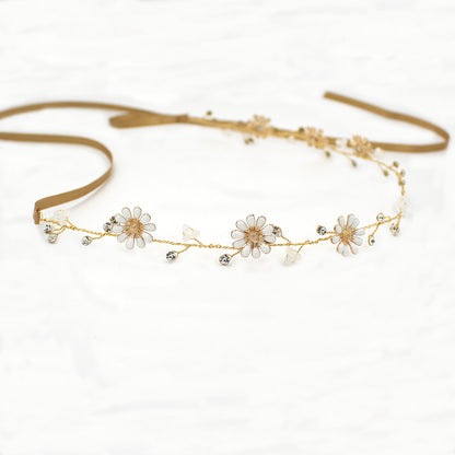 Stunning Gold Rhinestone Daisy Wedding Hair Vine Handmade Bridal Headband