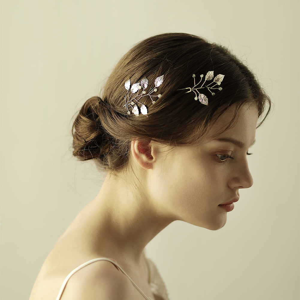 Fashion gold or silver leaves Hair Pins Wedding Bridal Jewelry Hair Accessories