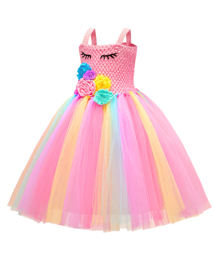 Girl's Unicorn Mesh Skirt with Straps