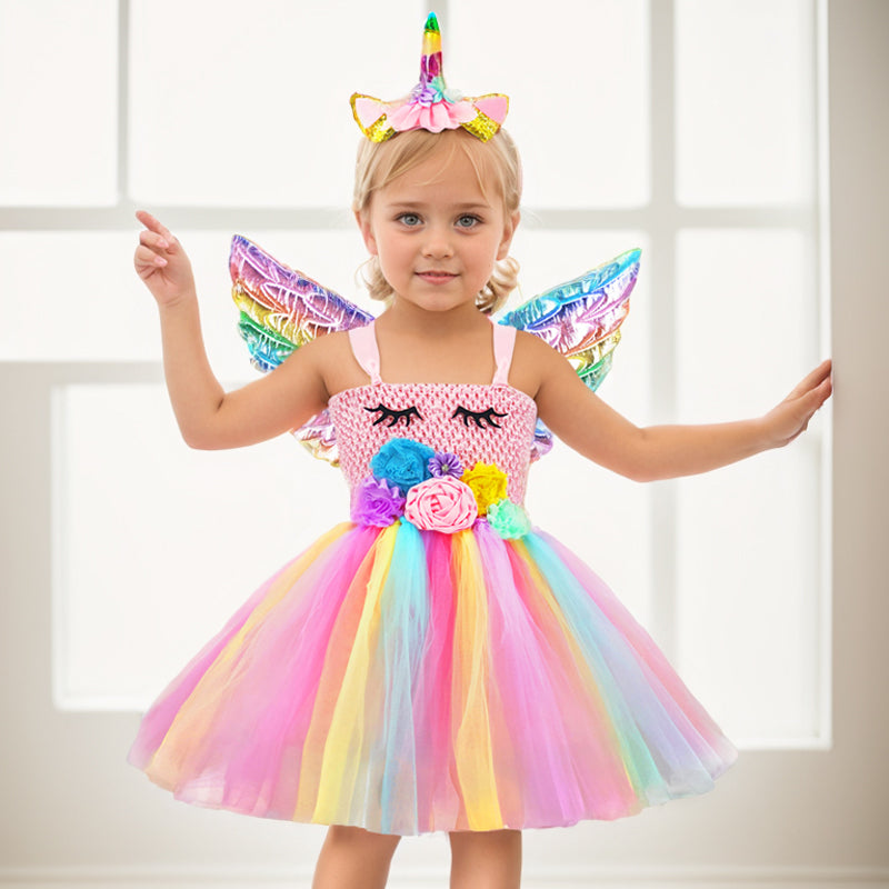 Girl's Unicorn Mesh Skirt with Straps