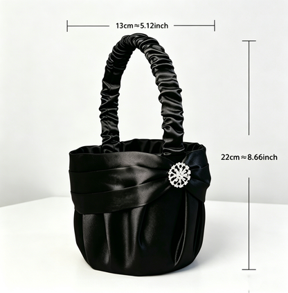 Black Wedding Baskets | Black Ring Pillow| Pillow Basket  Set | Black Ring Bearer Pillow | Black Flower Girl Basket |Black Satin Ring Pillow