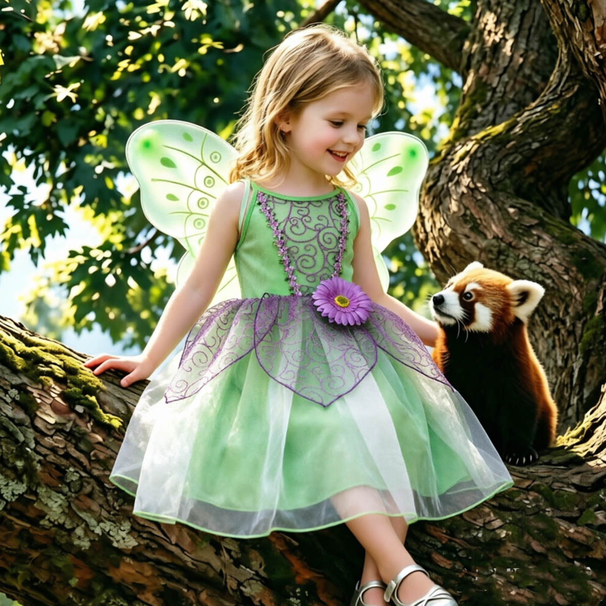 Girls Green Fairy Dress,Tinkerbell Girl Dress,Fairy Costume,Fairy Wing,Tinkerbell Costume,Tinkerbell Cosplay Dress,Kids Birthday Party Dress
