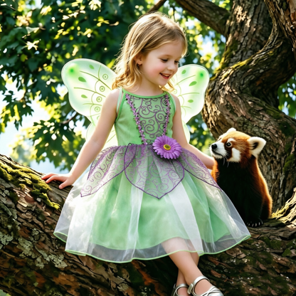 Girls Green Fairy Dress,Tinkerbell Girl Dress,Fairy Costume,Fairy Wing,Tinkerbell Costume,Tinkerbell Cosplay Dress,Kids Birthday Party Dress