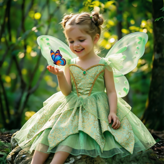 Girls Tinkerbell Costume,Tinkerbell Dress,Green Fairy Dress Girls,Fairy Costume,Tinkerbell Wings,Green tutu Dress,Girls Fairy Tale Costume