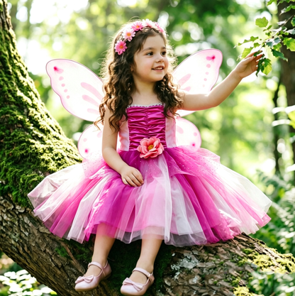 Girls Tinkerbell Costume,Tinkerbell Dress, Fairy Dress Girls, Girls Fairy Wings Costume, Pink TuTu Dress, Fairy Costume, Girls Cosplay Dress