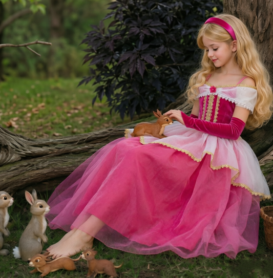 Girls Sleeping Beauty Dress, Girls Aurora Costume, Princess Party Dress up,Halloween Costume, Girls Princess Outfit, Princess Aurora Dress