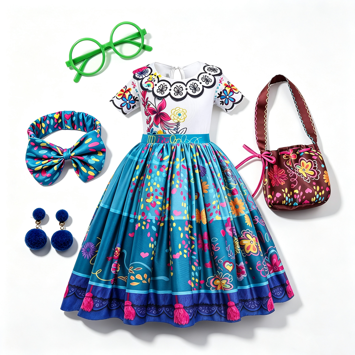Encanto Mirabel Costume,Girls Mirabel Dress ,Mirabel Birthday Dress up,Encanto Party,Encanto Theme Party Dress,Kids Halloween Cosplay Outfit