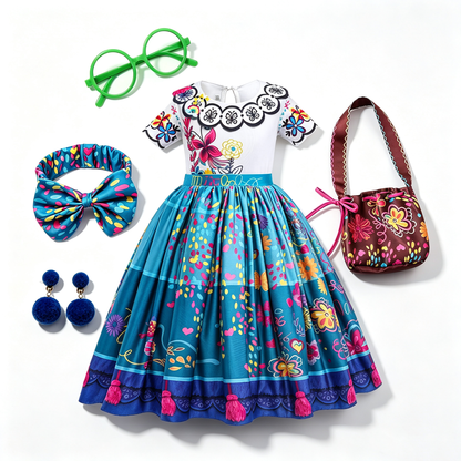 Encanto Mirabel Costume,Girls Mirabel Dress ,Mirabel Birthday Dress up,Encanto Party,Encanto Theme Party Dress,Kids Halloween Cosplay Outfit