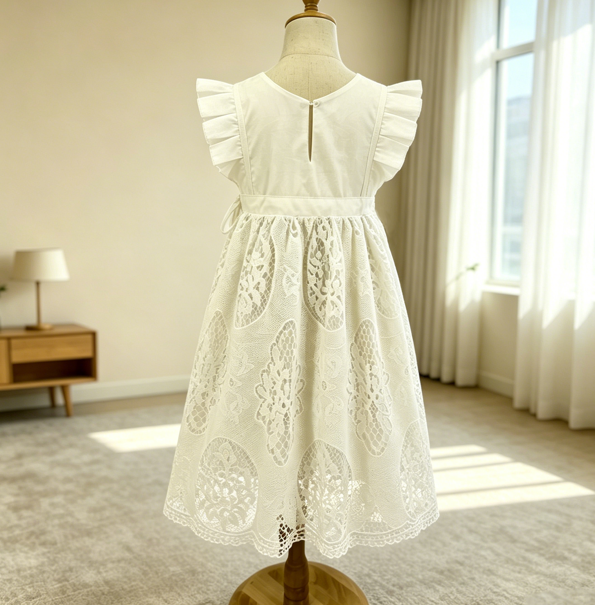 Country Flower Girl Dresses, Ivory Flower Girl, Communion Dress,Christening Dress,Lace Girl Dress, Bohemian Flower Girl,First Holy Communion