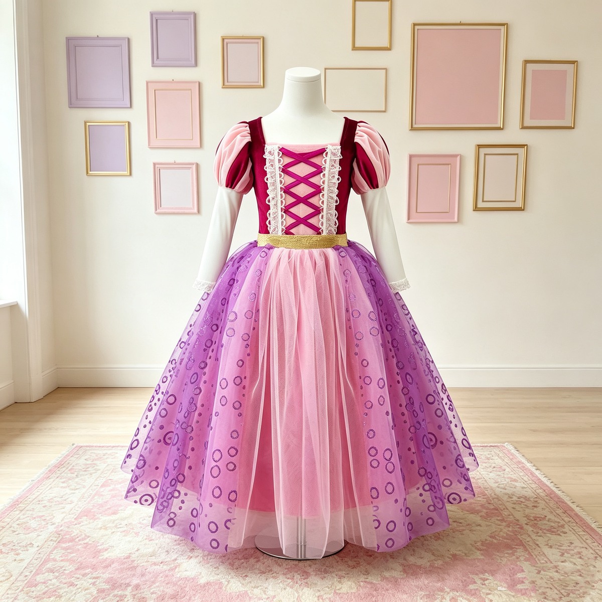 Girls Rapunzel Costume, Rapunzel Dress, Rapunzel Tangled Dress,Rapunzel Party Dress,Tangled Party Dress,Tangled Costume,Girls Princess Dress