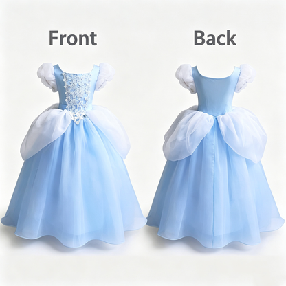 Princess Cinderella Costume, Cinderella Dress,Blue Princess Dress Costume,Flower Girl Dress, Kids Cosplay Outfit,Cinderella Birthday Dress