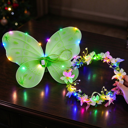 Light up Girls Tinkerbell Costume,LED Tinkerbell Dresses,Green Fairy Dress,Kids Fairy Tale Costume,Tinkerbell Wings, Girls TuTu Dress,Girls Party Costume