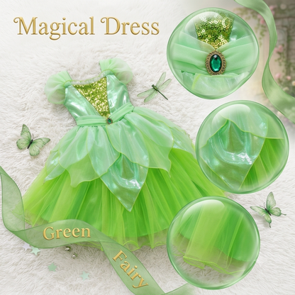 Light up Girls Tinkerbell Costume,LED Tinkerbell Dresses,Green Fairy Dress,Kids Fairy Tale Costume,Tinkerbell Wings, Girls TuTu Dress,Girls Party Costume