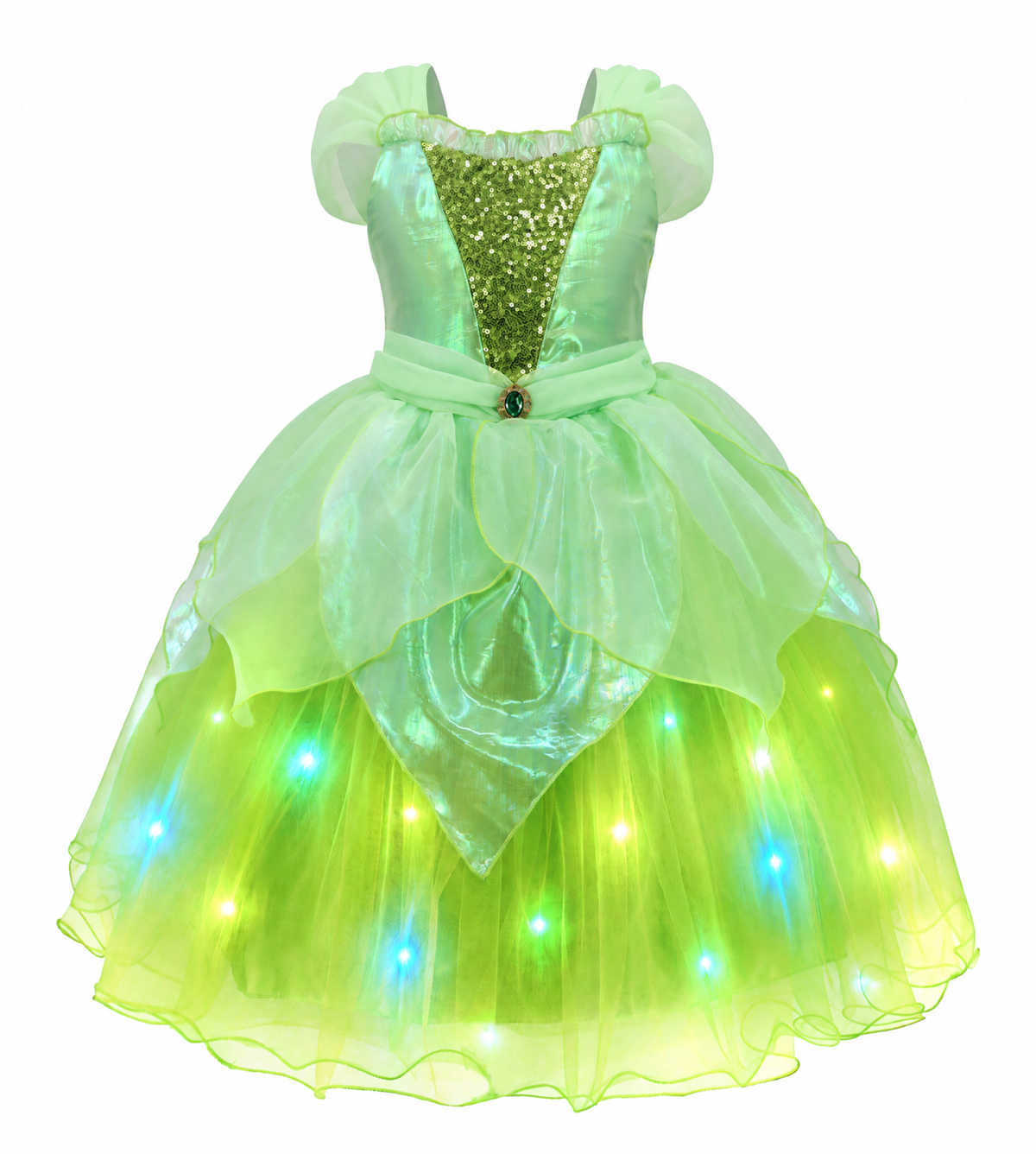 Light up Girls Tinkerbell Costume,LED Tinkerbell Dresses,Green Fairy Dress,Kids Fairy Tale Costume,Tinkerbell Wings, Girls TuTu Dress,Girls Party Costume