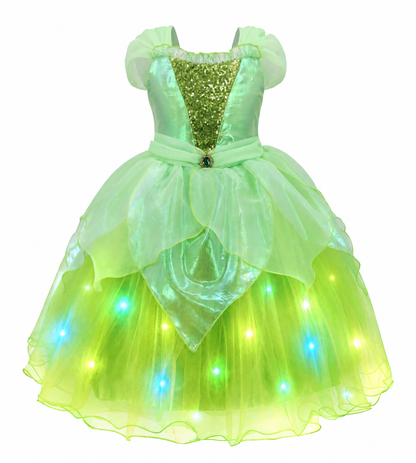 Light up Girls Tinkerbell Costume,LED Tinkerbell Dresses,Green Fairy Dress,Kids Fairy Tale Costume,Tinkerbell Wings, Girls TuTu Dress,Girls Party Costume