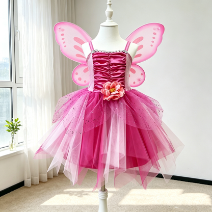 Girls Tinkerbell Costume,Tinkerbell Dress, Fairy Dress Girls, Girls Fairy Wings Costume, Pink TuTu Dress, Fairy Costume, Girls Cosplay Dress