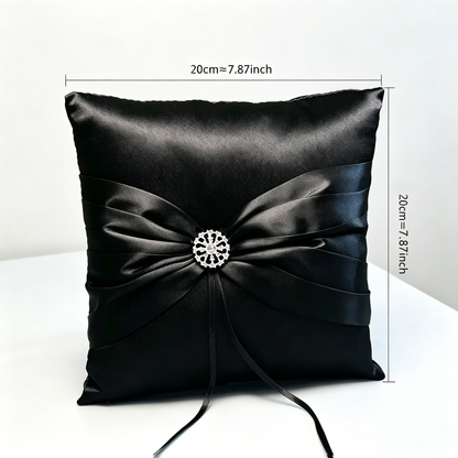 Black Wedding Baskets | Black Ring Pillow| Pillow Basket  Set | Black Ring Bearer Pillow | Black Flower Girl Basket |Black Satin Ring Pillow