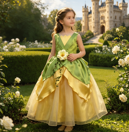 Princess Tiana Dress for Girls,Princess and Frog Dress,Tiana Birthday Gift,Princess Dress Child, Girl Pageant Dress,Child Princess Dress