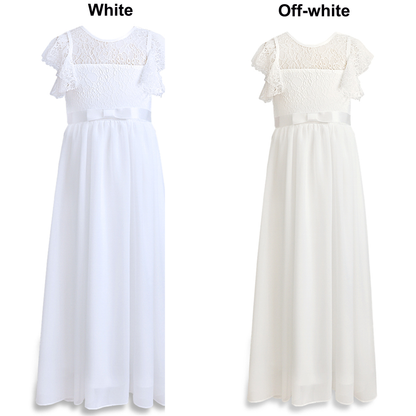 Personalized White Lace 1st Communion Dresses|Holy Communion Dresses|Girls  Birthday Dress|Junior Bridesmaid Dress|Rustic Flower Girl Dress