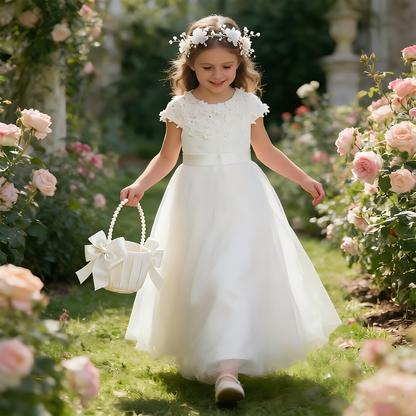 Personalized White 1st Communion Dresses for Girls |Holy Communion Dress|Baptism Gown | Tulle Flower Girl Dresses  |Junior Bridesmaid Dress