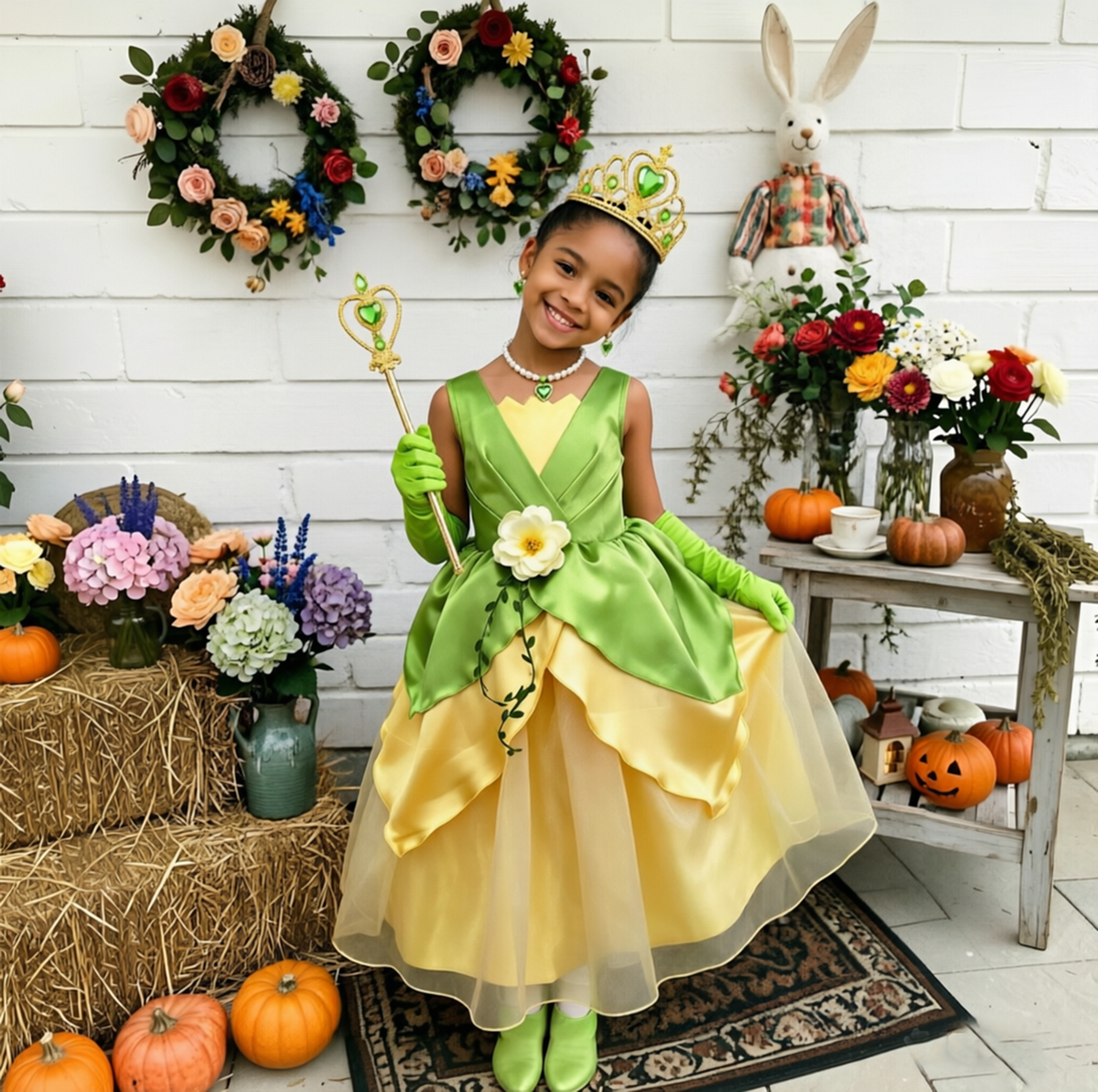 Princess Tiana Dress for Girls,Princess and Frog Dress,Tiana Birthday Gift,Princess Dress Child, Girl Pageant Dress,Child Princess Dress