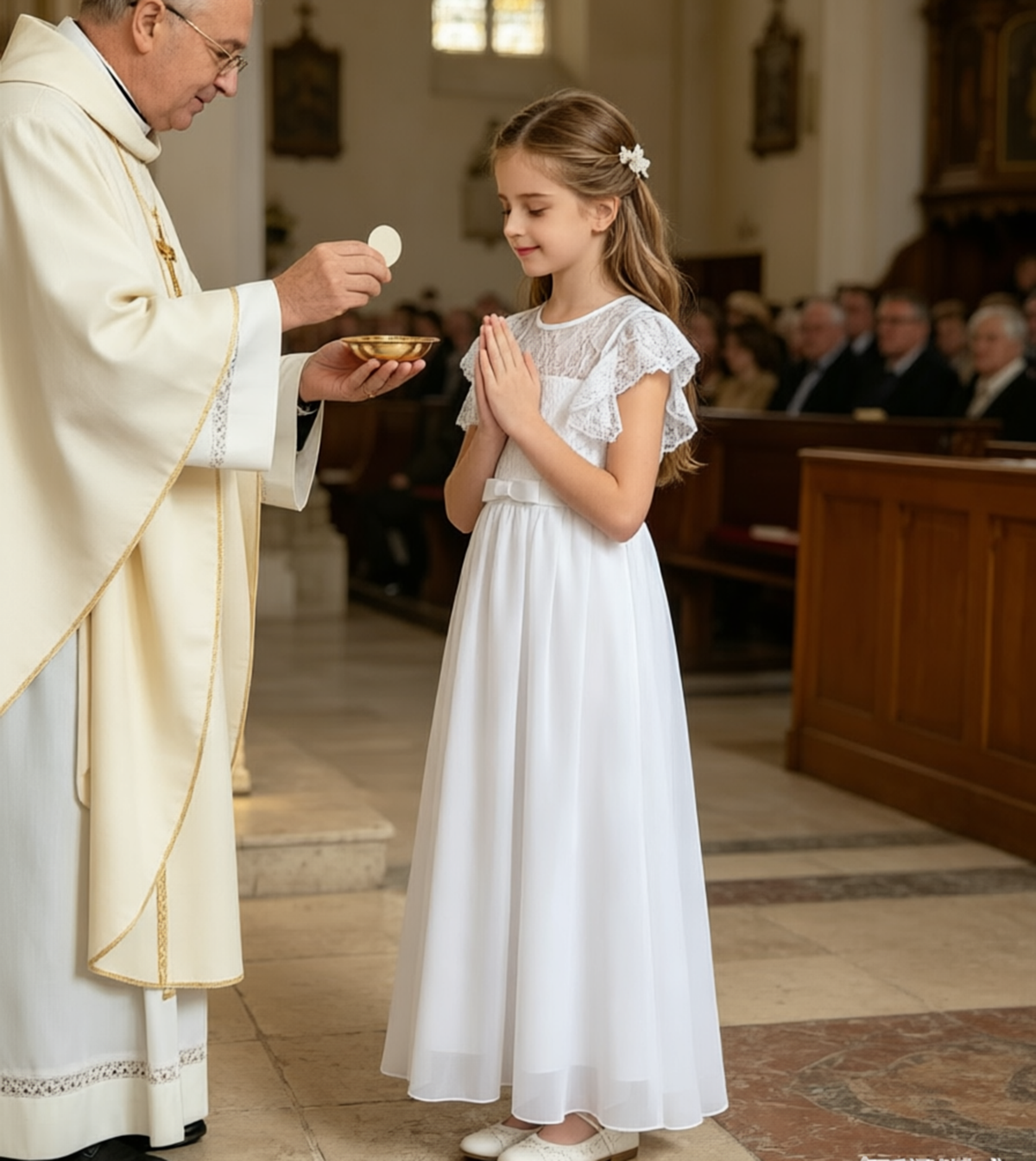 Personalized White Lace 1st Communion Dresses|Holy Communion Dresses|Girls  Birthday Dress|Junior Bridesmaid Dress|Rustic Flower Girl Dress