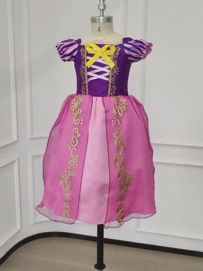Girl Rapunzel Cosplay Tangled Dress, Girls Princess Birthday Party Gown, Kids Fairy Tale Partywear,Princess party gown